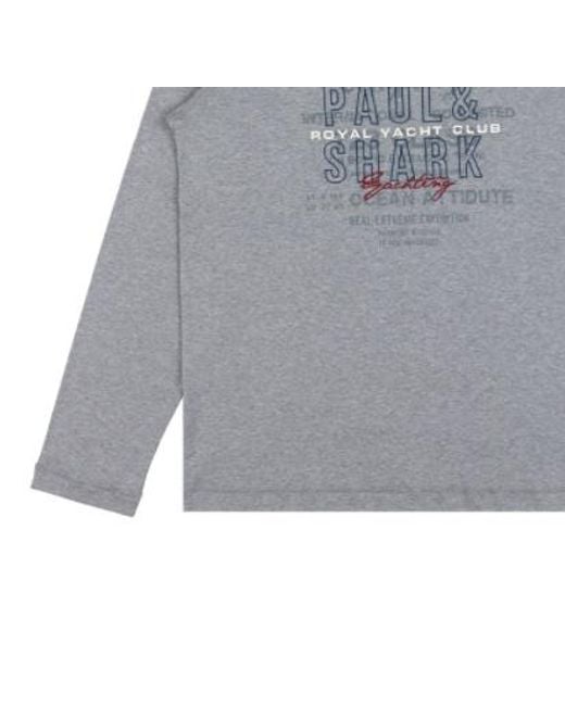 Paul & Shark Gray Logo Long-Sleeved T-Shirt for men
