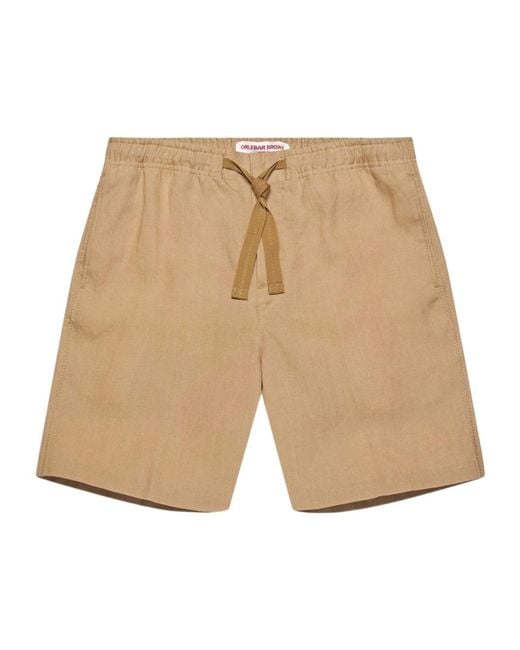 Orlebar Brown Natural Alex Drawstring Linen Shorts for men