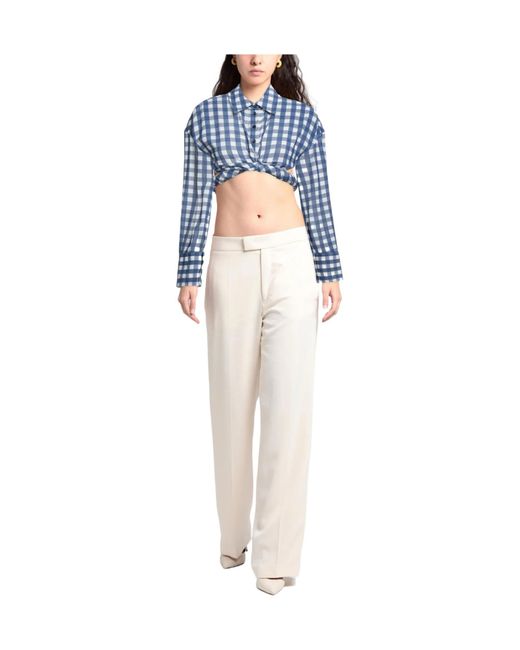 Jacquemus Blue Long-Sleeved Plaid Shirt
