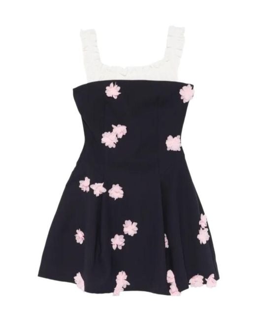 Stine Goya Blue Ruffled Floral Mini Dress