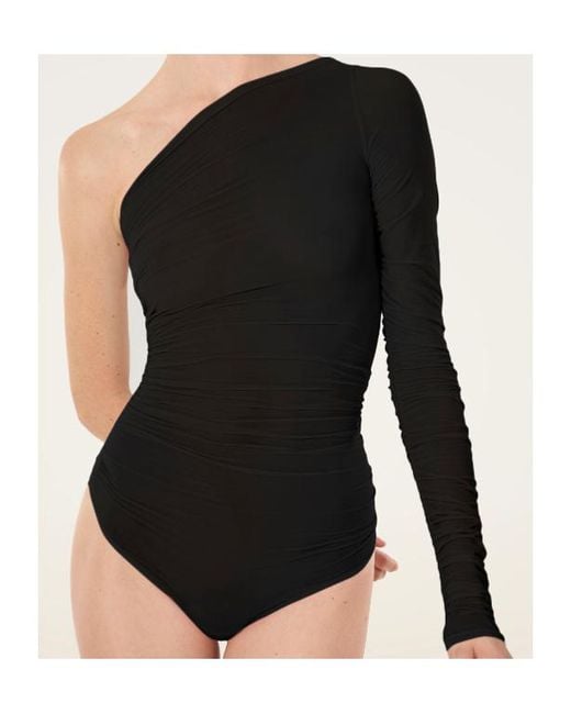 Wolford Black Sheer Drape Thong Body