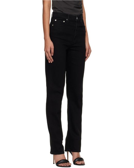 Agolde Black High-Waisted Straight-Leg Jeans