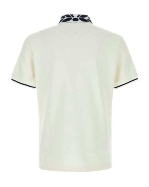 MCM White Logo Embroidered Short-Sleeved Polo Shirt