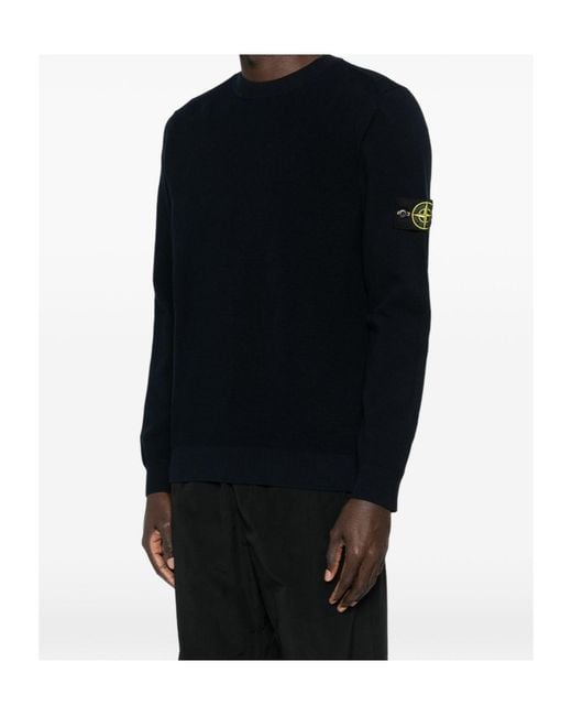 Stone Island Black Logo Patch Crewneck Jumper for men