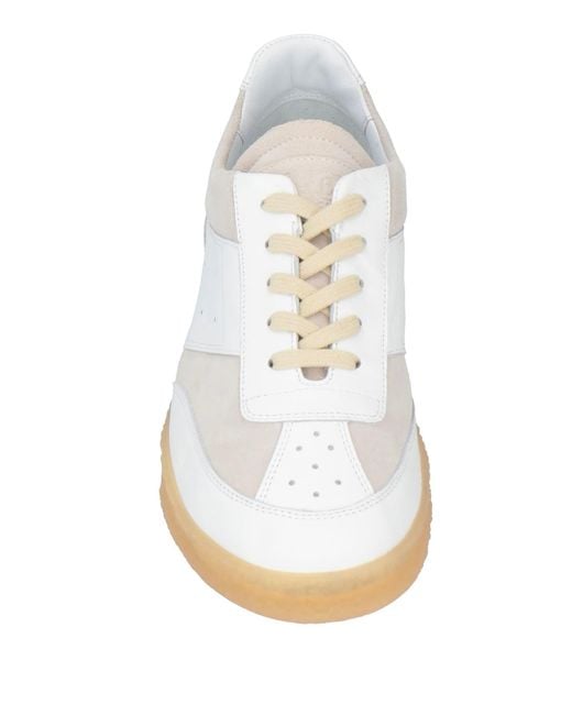 MM6 by Maison Margiela White Color-Block Leather Casual Shoes