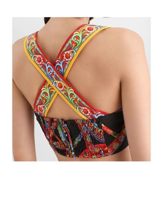 Dolce & Gabbana Orange Carretto-Print Poplin Top