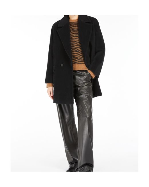 Max Mara Black Studio Molo Double-Breasted Long-Sleeved Coat
