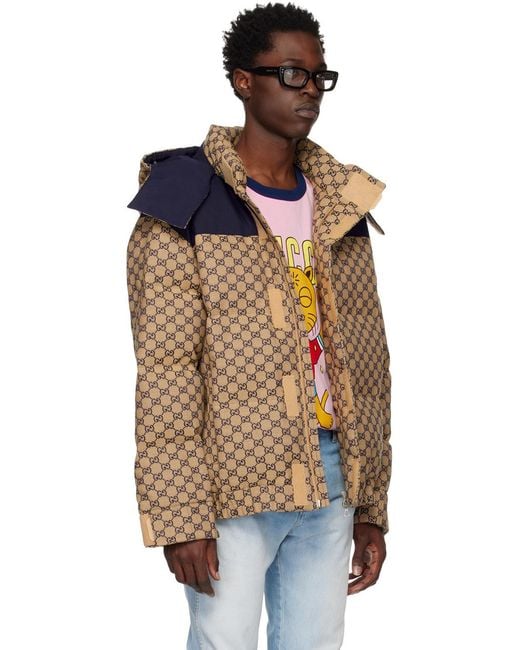 Gucci Multicolor All-Over Logo Print Puffer Coat for men