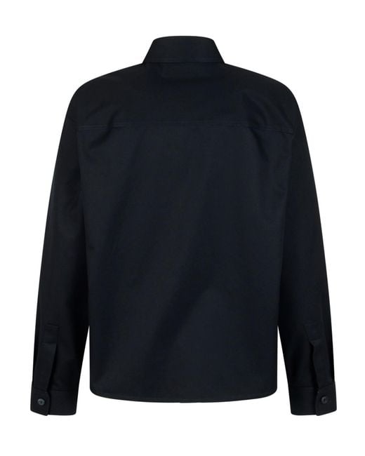 Gucci Blue Logo Embroidered Collared Jacket for men