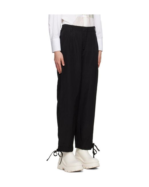 MSGM Black Elasticated-Ankles Wide-Leg Trousers