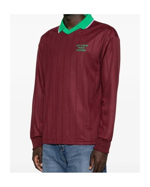 Drole de Monsieur Red Long-Sleeve Polo Shirt for men