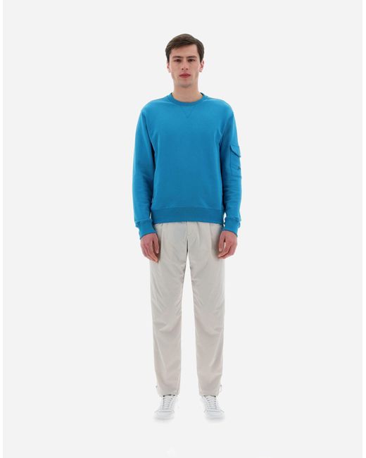 Herno Blue Flap-Pocket Detailed Crewneck Sweatshirt for men