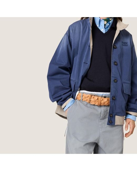 Miu Miu Blue Old Washed Twill Blouson Jacket