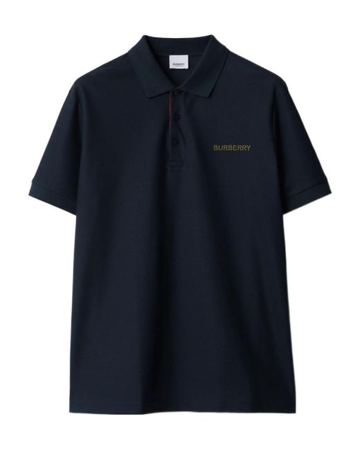 Burberry Blue Polo Shirt With Lapel Short Sleeve for men