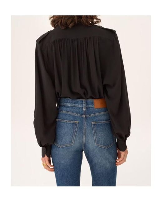 Chloé Black Chloé Gathered Long-Sleeve Blouse