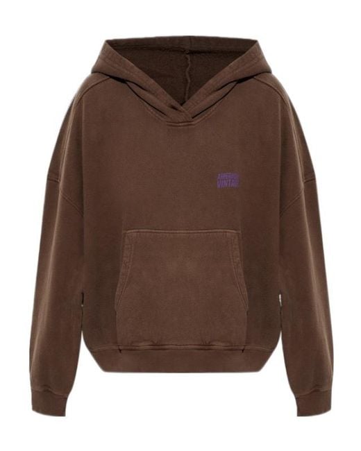 American Vintage Brown Oversized Logo Hoodie