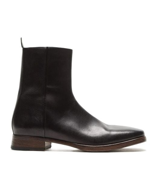 Acne Black Square-Toe Leather Boots for men