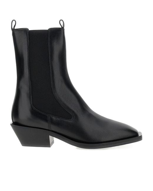 Aeyde Black Leather Pointed-Toe Boots
