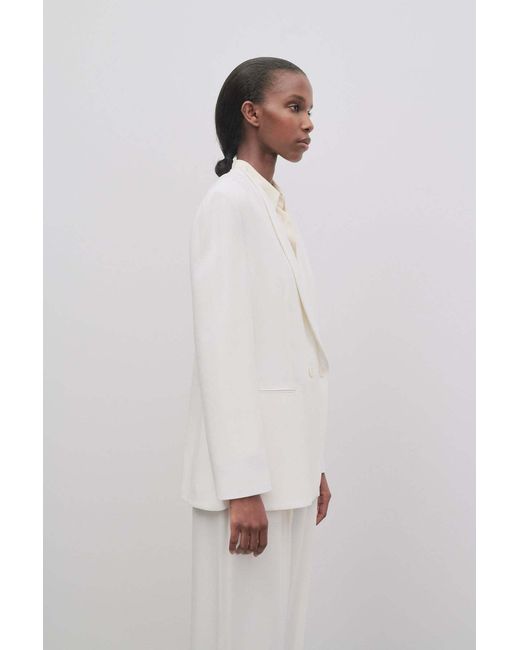 The Row White Alda Double-Breasted Suit Jacket