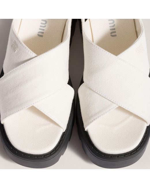 Miu Miu White Gabardine Sandals