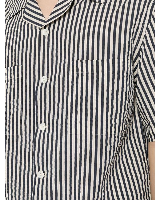 Barena Gray Striped Seersucker Shirt for men
