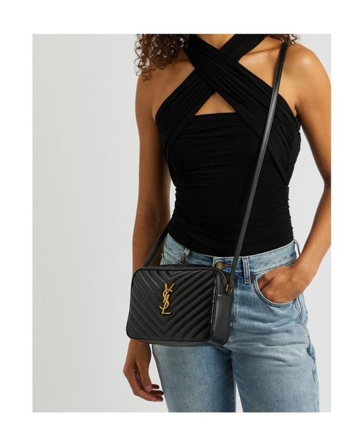 Saint Laurent Black Lou Quilted Leather Cross-Body Bag