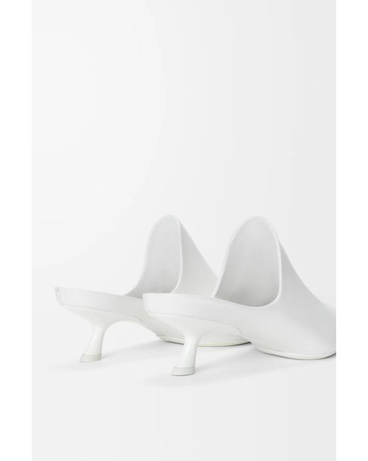 Loewe White Emily Square-Toe Kitten-Heel Mules