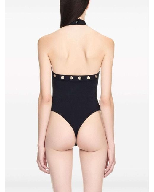 Off-White c/o Virgil Abloh Blue Eyelet-Embellished Halterneck Swimsuit