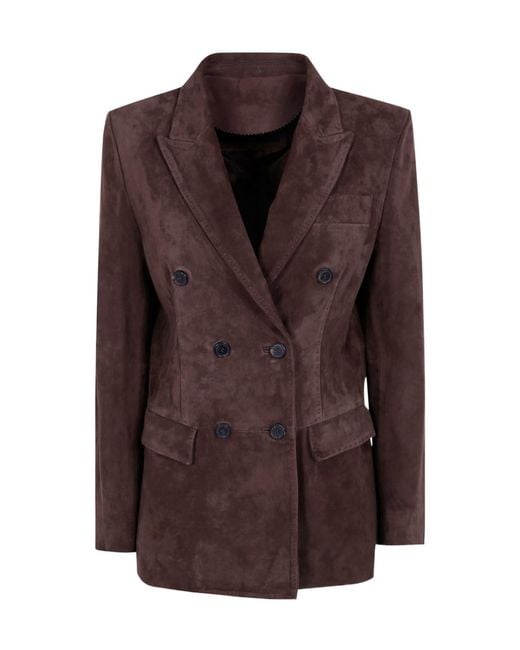 Seventy Brown Long-Sleeve Leather Jacket