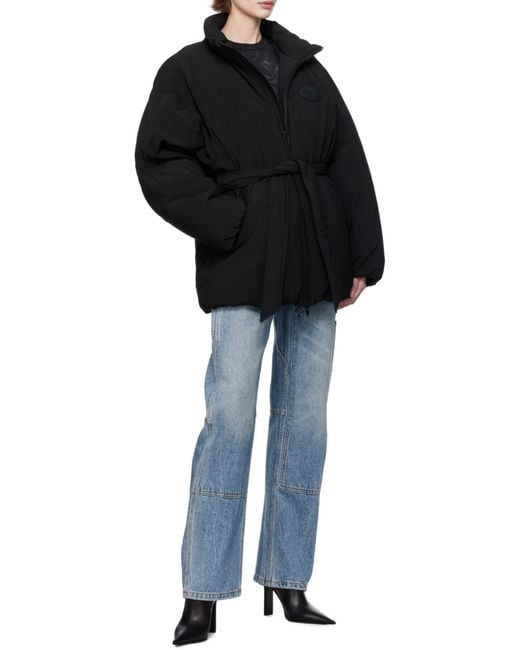 Alexander Wang Blue Tied Waist Puffer Coat