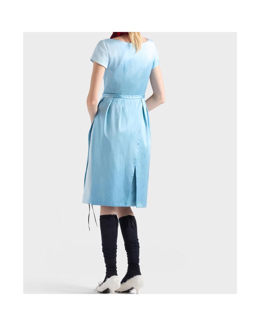 Prada Blue Washed Silk Duchesse Dress