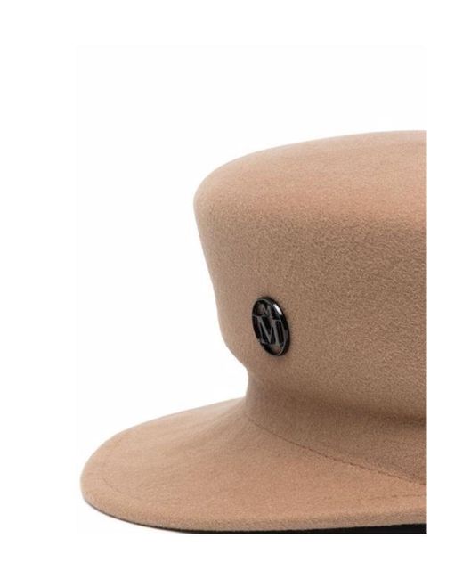 Maison Michel Brown Logo Plaque Bakerboy Cap