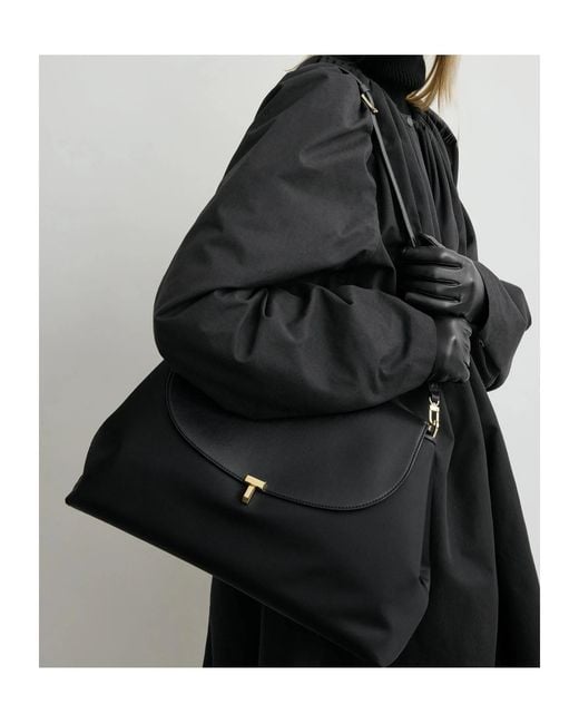 Totême  Black T-Lock Nylon Satchel