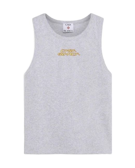 Casablanca White Logo Ribbed Tank Top