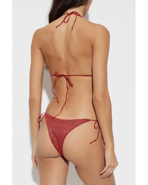 Oseree Red Lace-Up Bikini Set