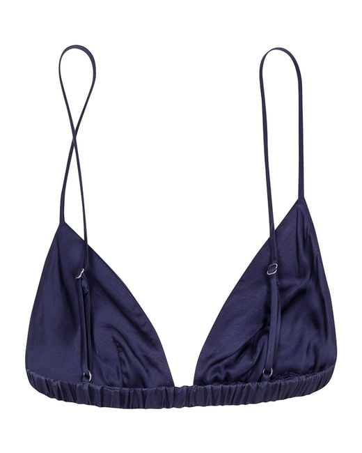Frankie Shop Blue Nina Fluid Satin Bralette