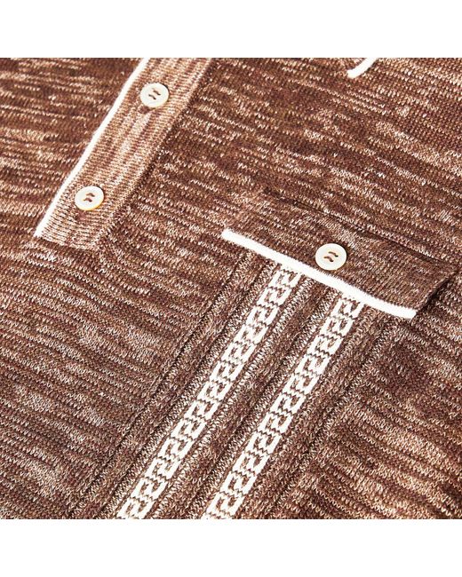 Versace Brown Knitted Short Sleeve Polo Shirt for men
