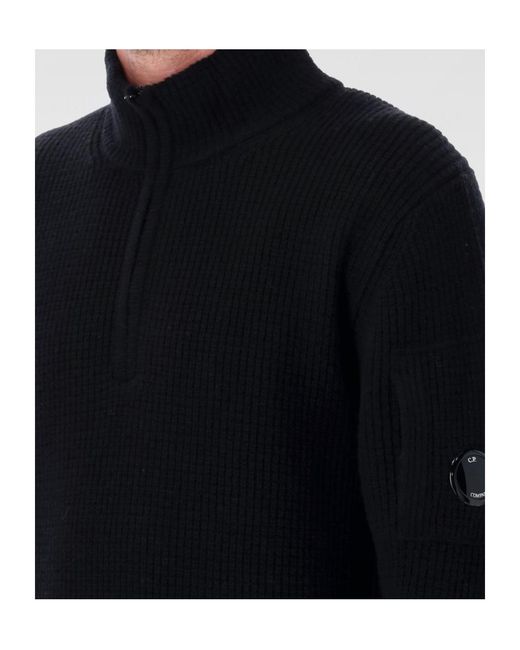 C P Company Black Lens Detail Zip Jumper for men