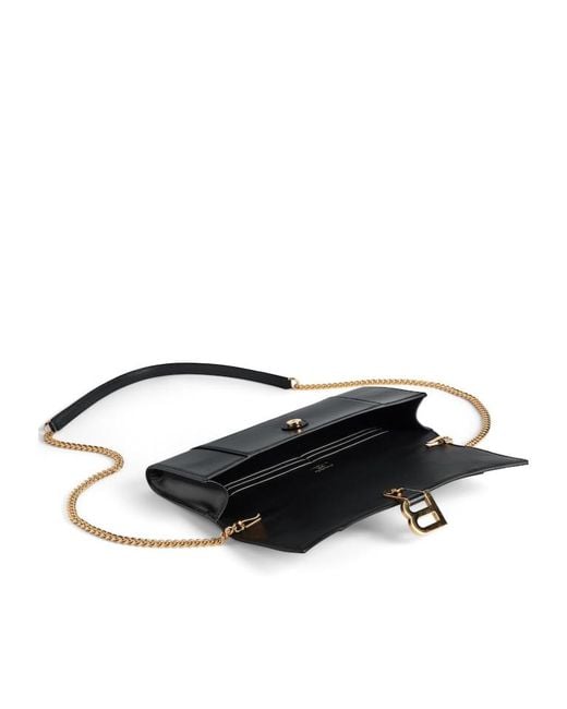 Balenciaga Black Hourglass Chain Pochette Clutch Bag