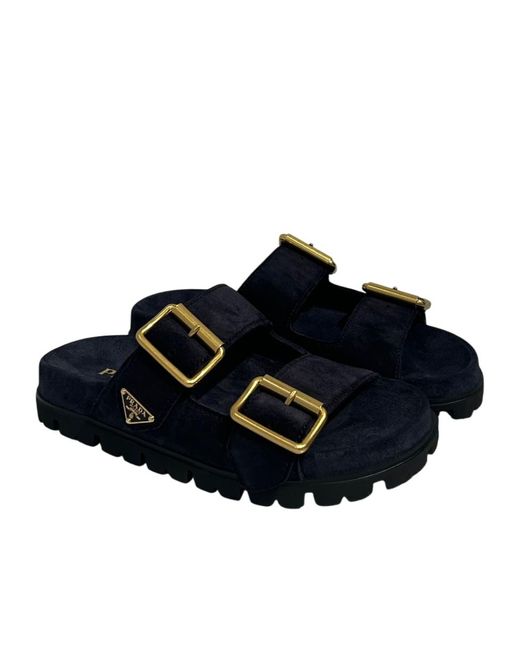 Prada Blue Bleu Slippers