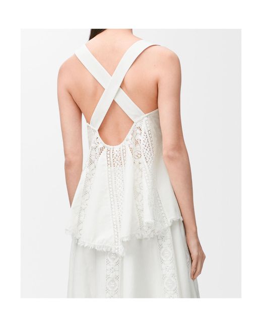 Loewe White Lace-Panel Blouse