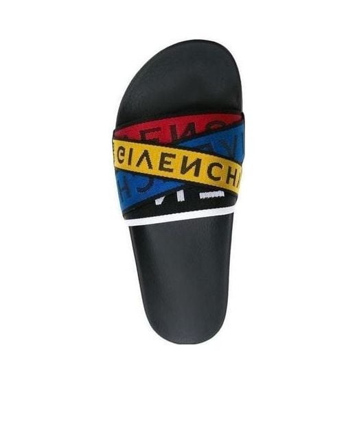 Givenchy Blue Logo Multicolored Ankle Strap Sandals for men