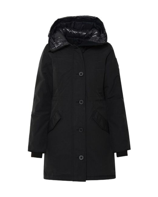 Canada Goose Black Hooded Logo-Patch Coat