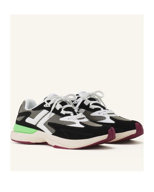 Lanvin Green Mesh-Panel Leather Sneakers
