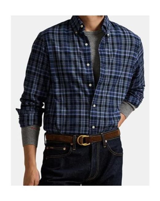 Polo Ralph Lauren Blue Check Twill Long Sleeve Shirt for men