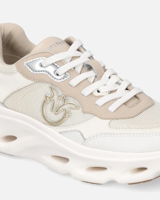 Pinko White Logo-Appliqué Sneakers
