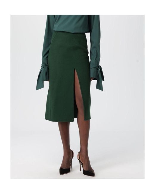 Ermanno Scervino Green Front Slit Midi Skirt