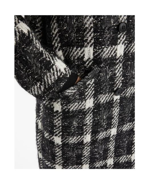 Fay Black Plaid Double-Breasted Coat
