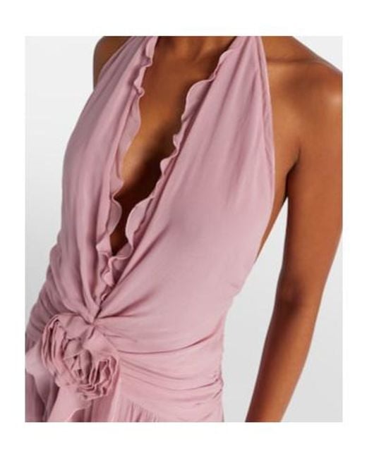 Blumarine Pink Ruffled Georgette Gown