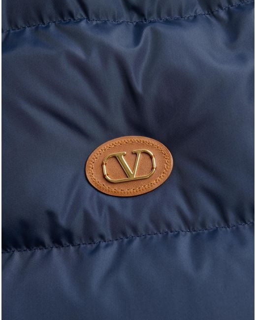 Valentino Blue Zip-Up Hooded Down Jacket for men